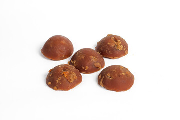 collection of Javanese sugar half pieces isolated on white background