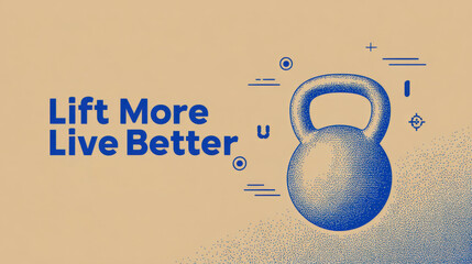 Minimalist Vector Poster with Kettlebell Icon and Motivational Headline