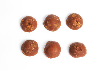 collection of Javanese sugar half pieces isolated on white background