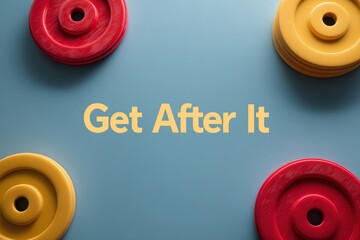 Motivational Social Media Template with Bold Text and Abstract Weight Plates