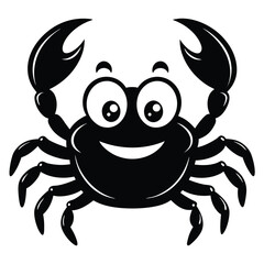Cheerful crab smiles with big eyes and claws as it greets with happiness