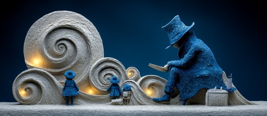 Heartwarming 3D Clay Scene Celebrating Father's Day Picnic with Glow Elements