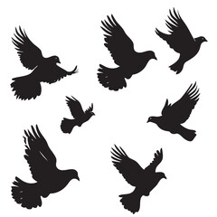 Obraz premium Pigeon silhouette, flying Pigeon silhouette vector 