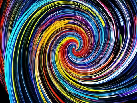 The colorful spiral is spinning. For jif., abstract colorful swirl