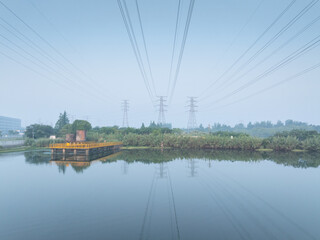 High voltage electricity tower landscape