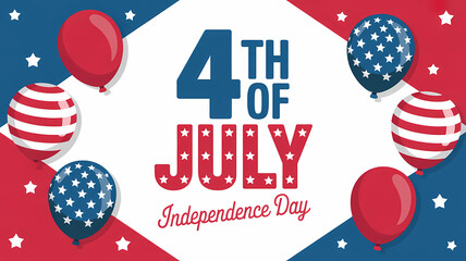 Fourth of july independence day celebration with balloons and stars patriotic holiday background vector design