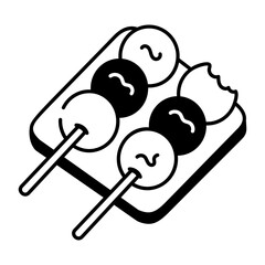 A doodle style icon of dango skewers


