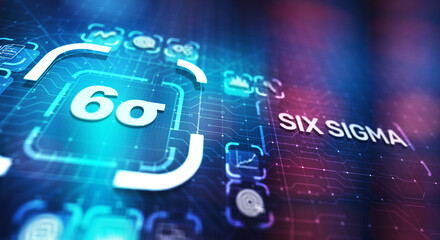 Six sigma DMAIC Industrial innovation technology quality control business concept.