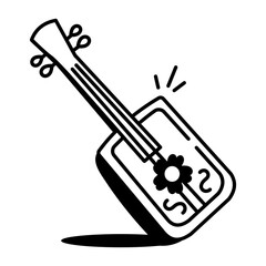 A sketchy style icon of shamisen

