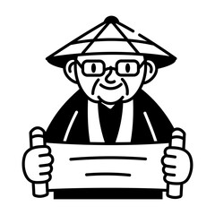 A hand drawn style icon of old man

