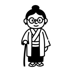 A doodle style icon of village elder

