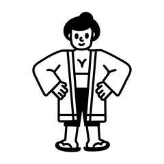 A hand drawn style icon of yukata man

