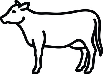 Outlined single cow stands calmly showcasing simplicity and bovine charm within this design