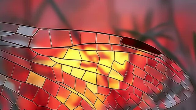 Detailed dragonfly wing, stained glass style