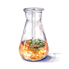 Wide-mouth Beaker, watercolor vector, isolated on a white background.