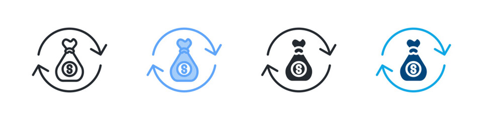 Money Bag Icon Outline Style. Vector Illustration For Graphic Design