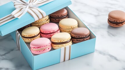 Gift box of colorful macarons