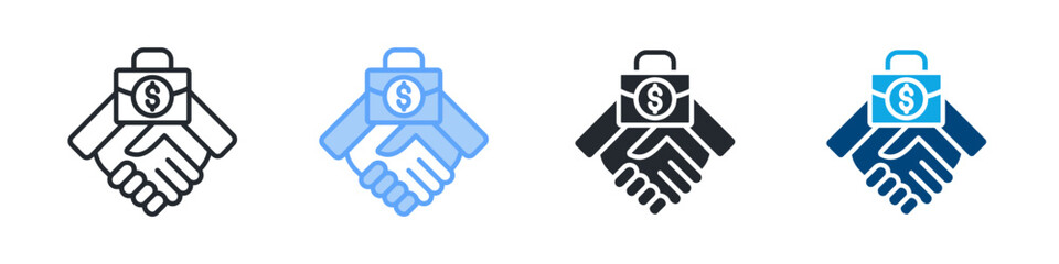 Business Partnership Icon Outline Style. Vector Illustration For Graphic Design