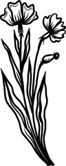 Hand Drawn Minimal Linear Vector Floral Pattern 