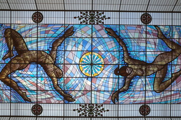 Stained glass ceiling in a palace of Bilbao