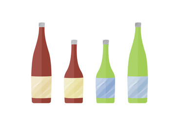 日本酒ボトルの水彩風イラスト