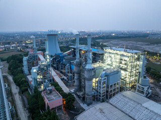 aerial view power station at night