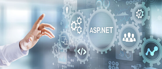 ASP.NET Development programming language concept on virtual screen.