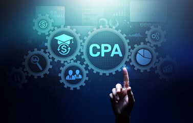 CPA Certified Public Accountant Audit Business concept on virtual screen.