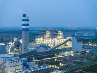 aerial view power station at night