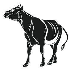 A sleek and majestic silhouette of a stylized okapi stands powerfully on the ground