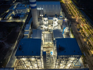 aerial view power station at night