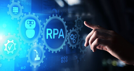 RPA Robotic process automation innovation technology concept on virtual screen.