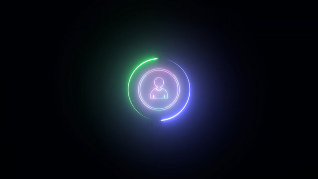 Neon Profile Icon with Circular Progress Bar on a Dark Background glowing neon profile icon