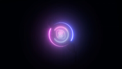 Neon Skype Logo with Circular Gradient Glow on a Dark Background Modern Design stylized glowing