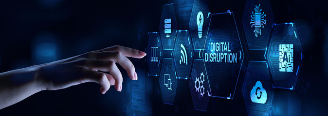 Digital disruption transformation digitalization innovation technology business concept.