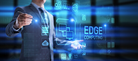 Edge computing networking internet technology concept on screen interface.