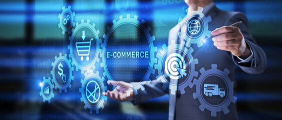 E-commerce online shopping internet marketing technology concept.