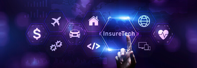 Insurtech Insurance technology online business finance concept on screen.