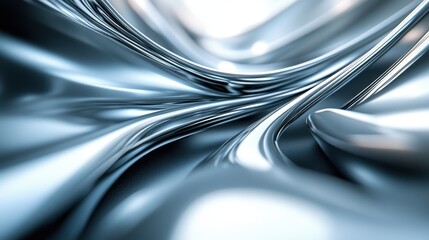 Obraz premium Metallic abstract design showcasing smooth curves and reflective surfaces in a futuristic setting