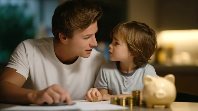 Teaching Financial Basics with Piggy Bank and Budget Sheet