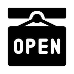 Open sign glyph icon