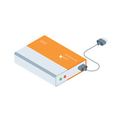 A modern isometric icon showing external hdd device connection