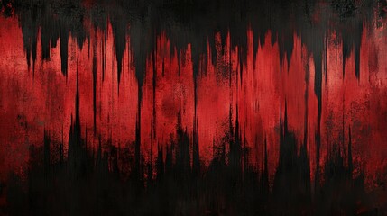 Red and black background with vertical brush stroke line symbolizing sound waves, minimalist yet intense design conveying fear and dark atmosphere