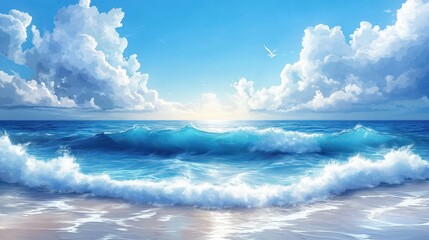 Abstract water ocean wave, blue, aquamarine, turquoise texture. Web banner with blue and white water wave Graphic resource as background for ocean wave abstraction.