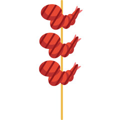 grilled prawn flat illustration