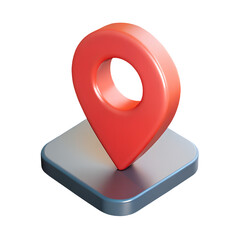 3d location pin icon in cartoon plastic style minimal isolated on transparent white background, map and navigation symbol concept

