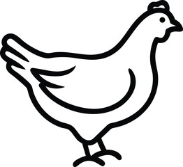 Single black line presents a stylized chicken on a white background