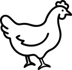 Simple outline shows a standing chicken with clear, defined edges looking toward the right