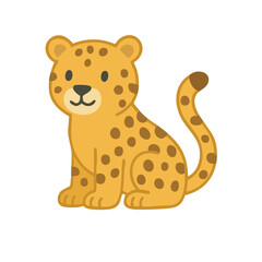 A yellow cartoon leopard with black spots.