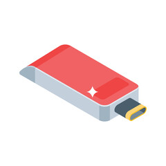 A trendy isometric style icon of usb device port